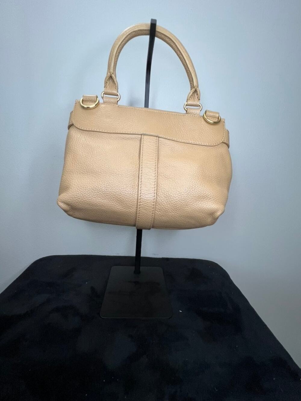 See by Chloe Beige Pebbled Leather Satchel Top Handle Authenticated